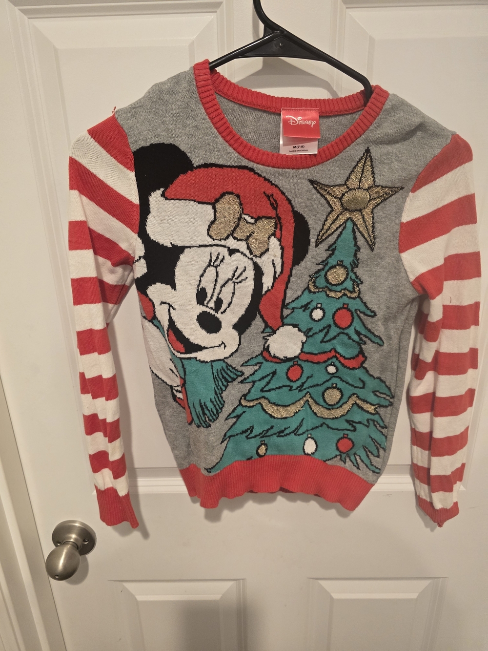Disney Minnie Mouse Light-up Christmas Sweater - Gray, Red, Teal & Gold